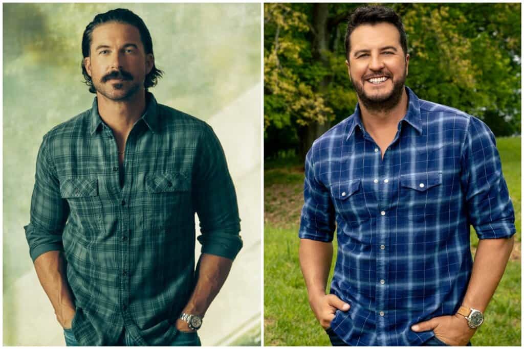 Riley Green; Photo by Jeremy Cowart, Luke Bryan; Photo by Jim Wright