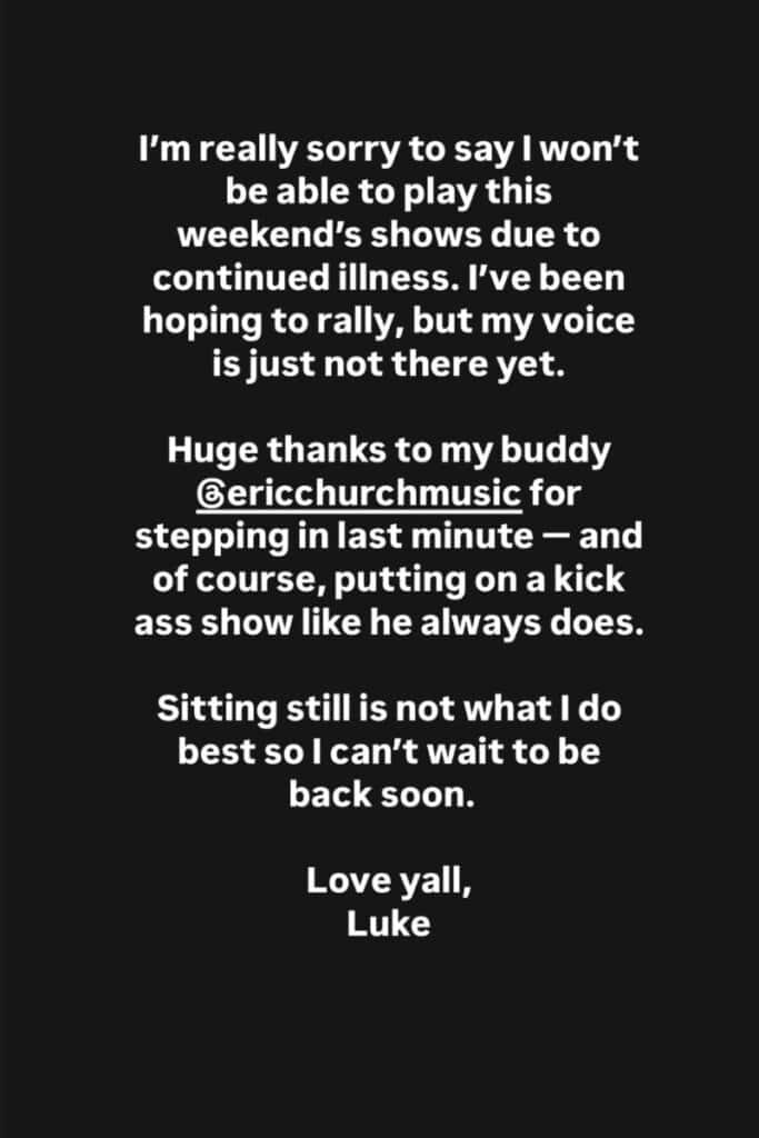 Luke Bryan; Photo Via Instagram
