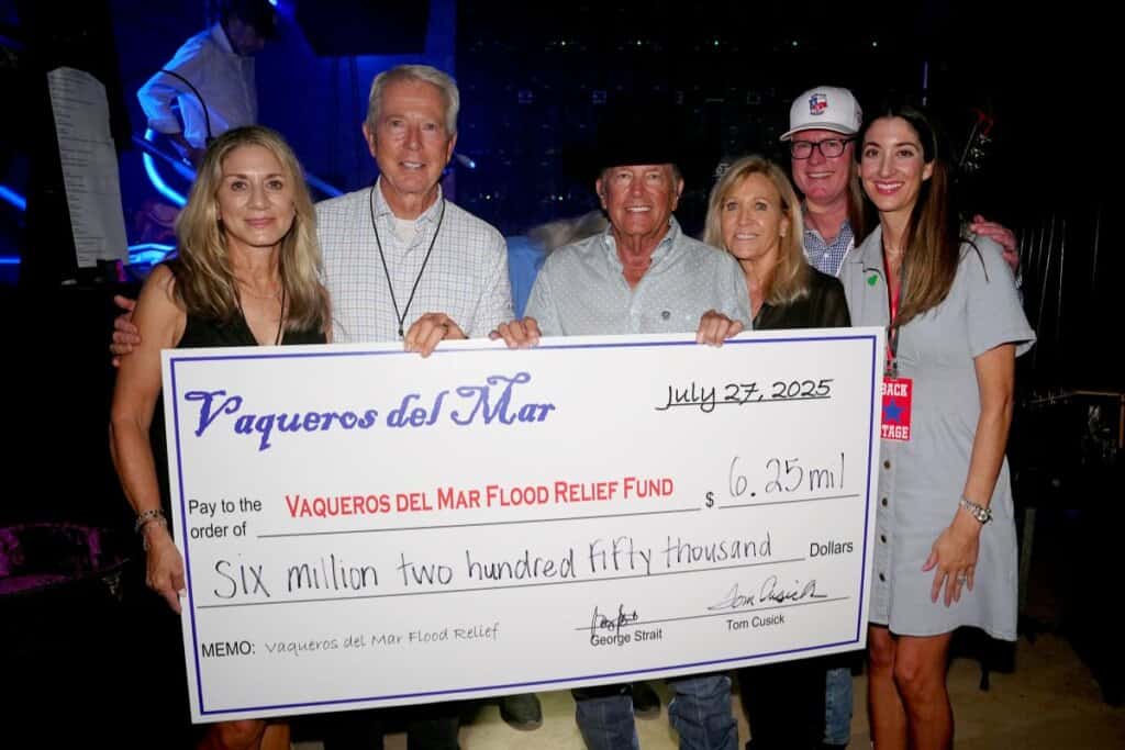 (From left to right) Silvia and Tom Cusick, George and Norma Strait, Ace in the Hole Band’s John Michael Whitby and Kacey Whitby; Photo by Erika Goldring/Getty Images