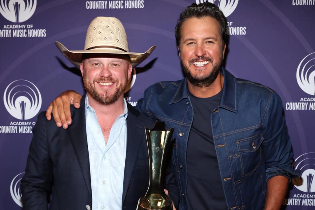 ACM Spirit Award winner Cody Johnson, and Luke Bryan; Photo by Terry Wyatt/Getty Images for ACM