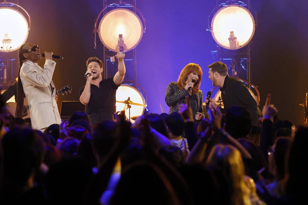 Snoop Dogg, Niall Horan, Reba McEntire, Michael Buble; Photo by: Ashley Osborn/NBC