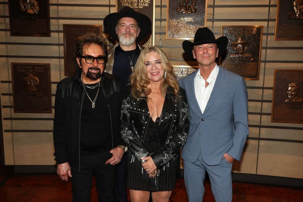 (L-R) Honoree Tony Brown, John Carter Cash, Carlene Carter and honoree Kenny Chesney; Photo by Terry Wyatt/Getty Images for Country Music Hall of Fame and Museum