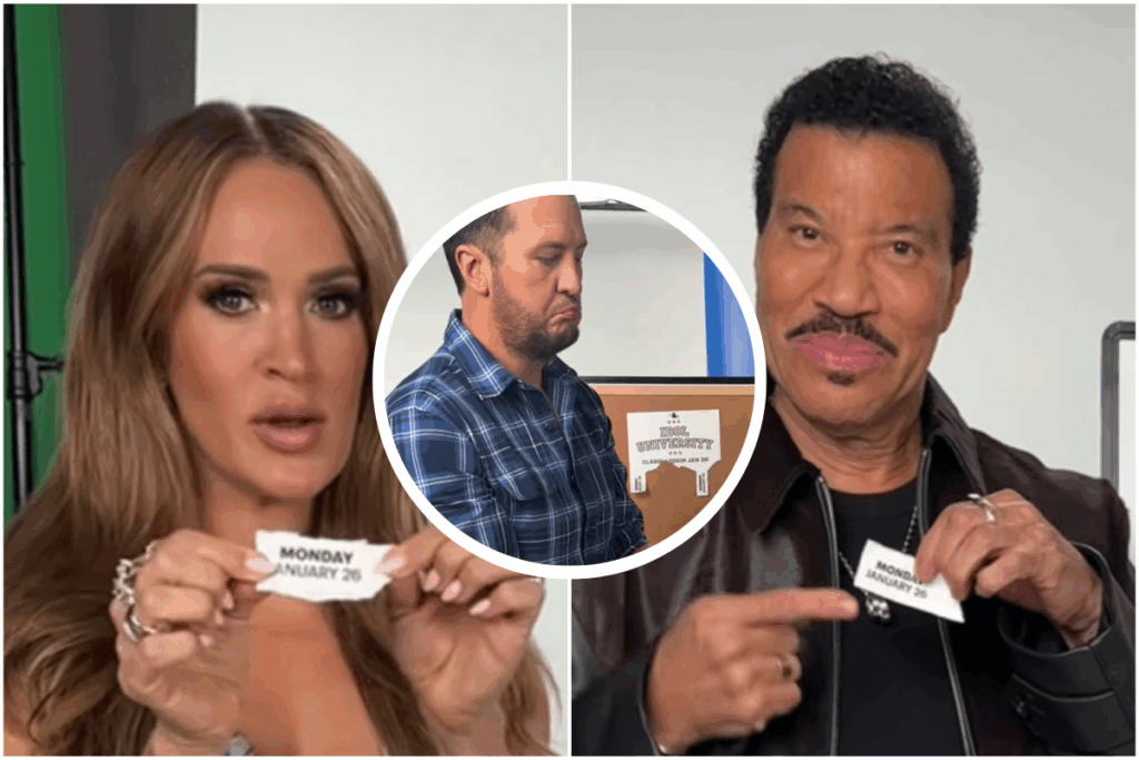 Carrie Underwood, Luke Bryan, Lionel Richie; Photos via American Idol, YouTube