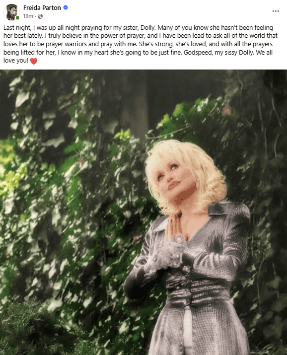 Freida Parton Facebook Post