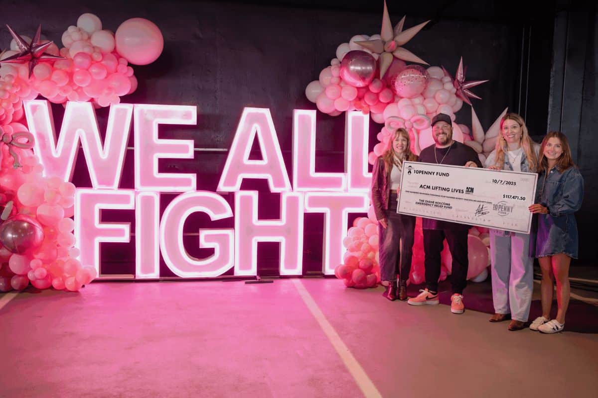 Haley Montgomery /ACM Head of Artist Relations & Awards, Mitchell Tenpenny, Taylor Wolf /ACM Lifting Lives Exec. Director and Brooke Boyd /ACM Lifting Lives Coordinator; Photo by The Brocoffs