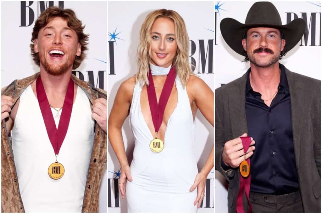 Bailey Zimmerman, Ashley Cooke, Riley Green; Photo by Getty Images for BMI