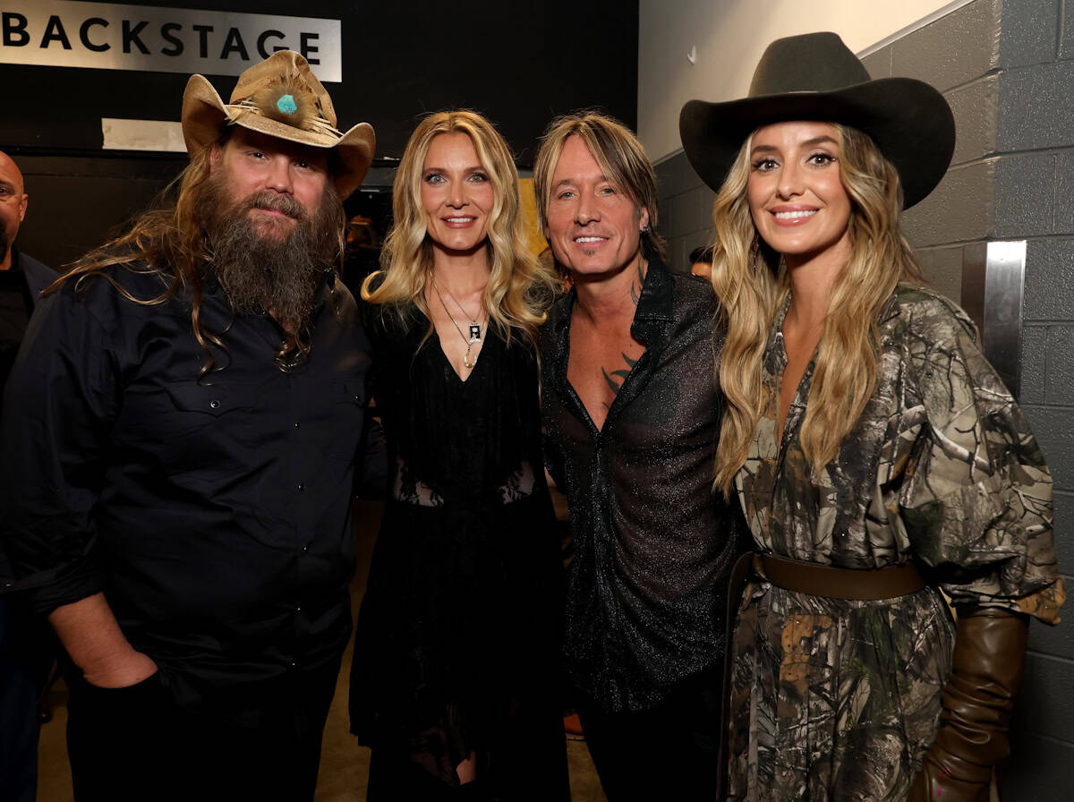 Chris Stapleton, Morgane Stapleton, Keith Urban and Lainey Wilson attend the 59th Annual Country Music Association Awards at Bridgestone Arena on November 19, 2025 in Nashville, Tennessee; Photo by Kevin Mazur/Getty Images for CMA