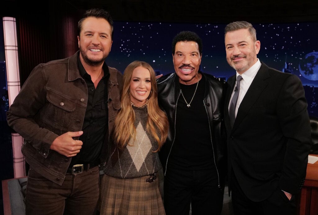 Luke Bryan, Carrie Underwood, Lionel Richie, Jimmy Kimmel; Photo by Disney/Randy Holmes