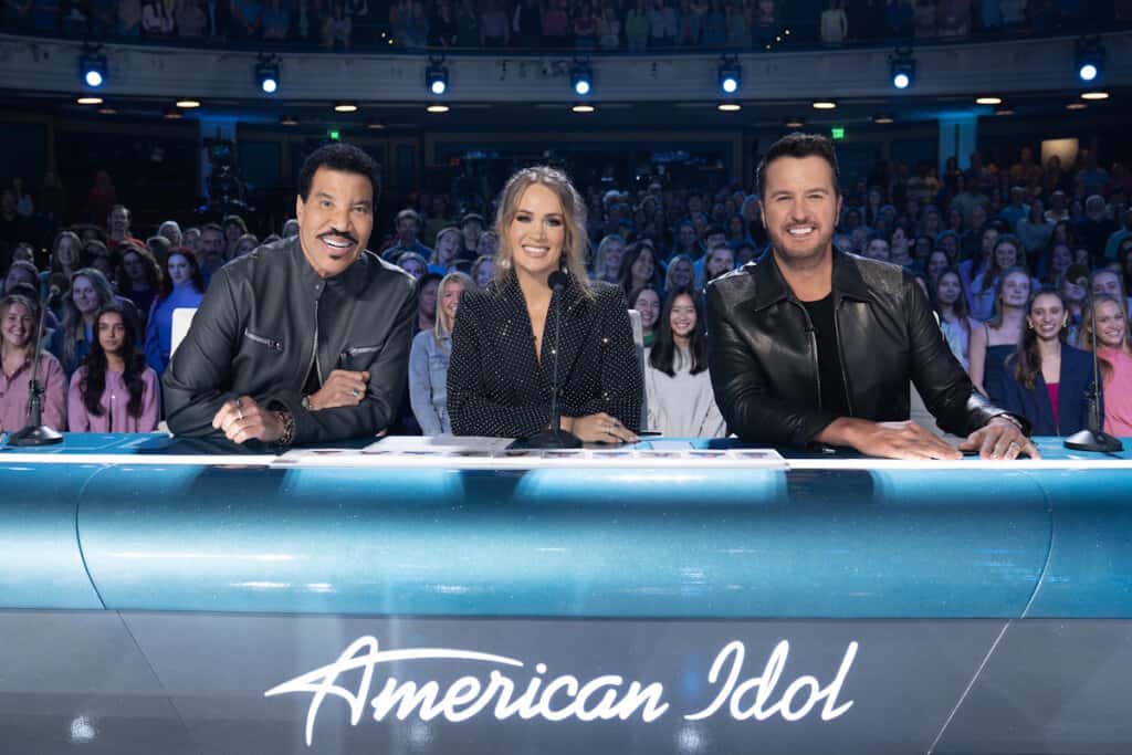 Lionel Richie, Carrie Underwood, Luke Bryan; Photo by Disney/Connie Chornuk