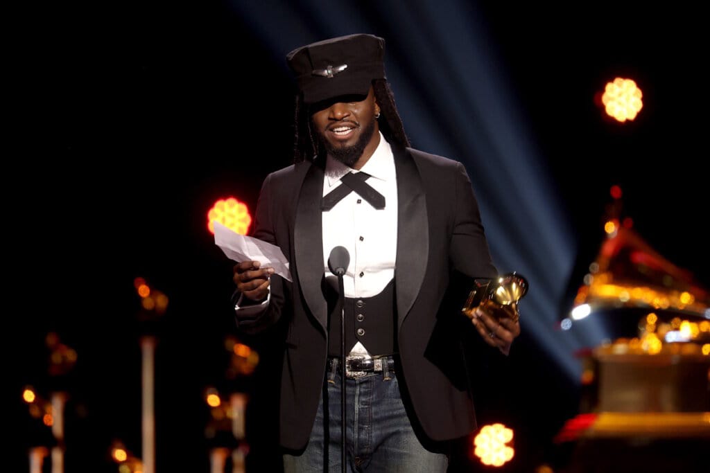 Shaboozey accepts the Best Country Duo/Group Performance award for "Amen" onstage during the 68th GRAMMY Awards Premiere Ceremony at Peacock Theater on February 01, 2026 in Los Angeles, California; Photo by Matt Winkelmeyer/Getty Images for The Recording Academy