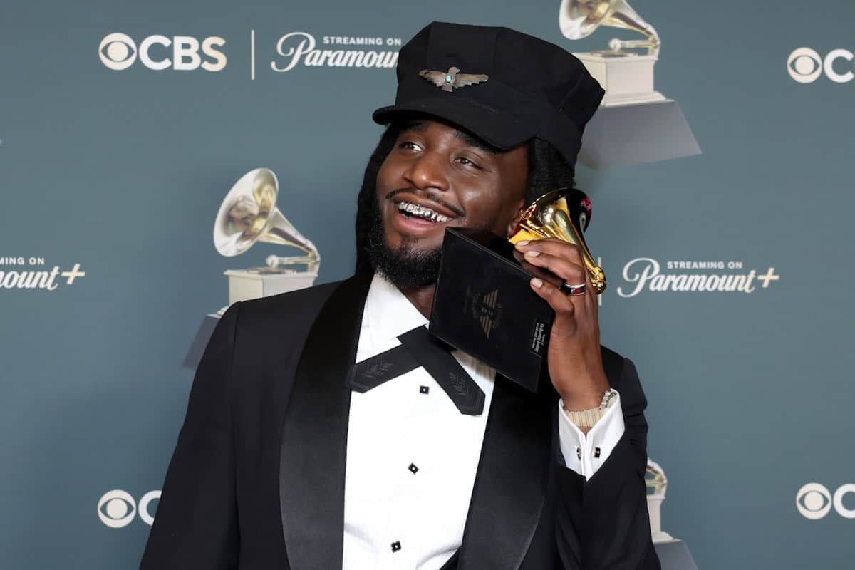 Shaboozey, winner of the Best Country Duo/Group Performance for “Amen”, poses in the press room during the 68th GRAMMY Awards at Crypto.com Arena on February 01, 2026 in Los Angeles, California.; Photo by Leon Bennett/Getty Images for The Recording Academy