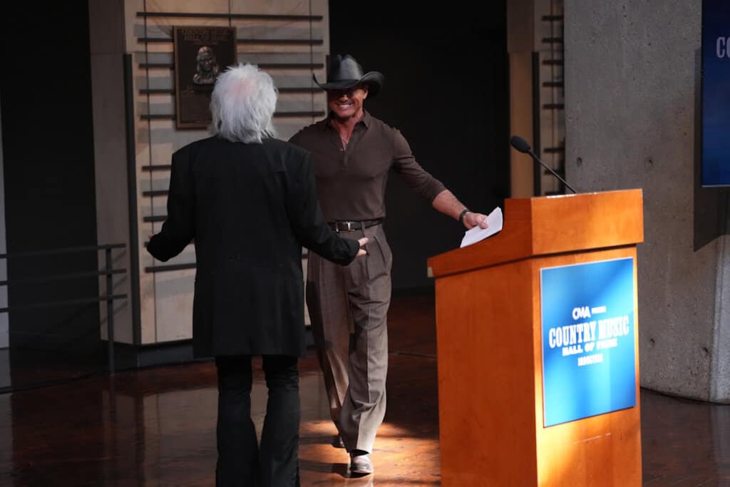 Tim McGraw with Marty Stuart; Photo by John Russell/CMA