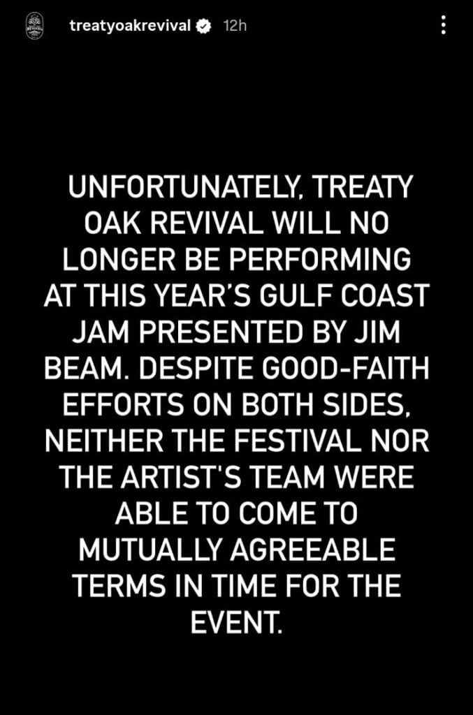 Treaty Oak Revival Instagram Story