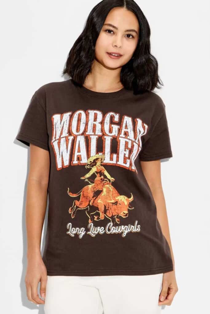 Women's Morgan Wallen Short Sleeve Graphic T-Shirt - Brown; Photo Courtesy of Target