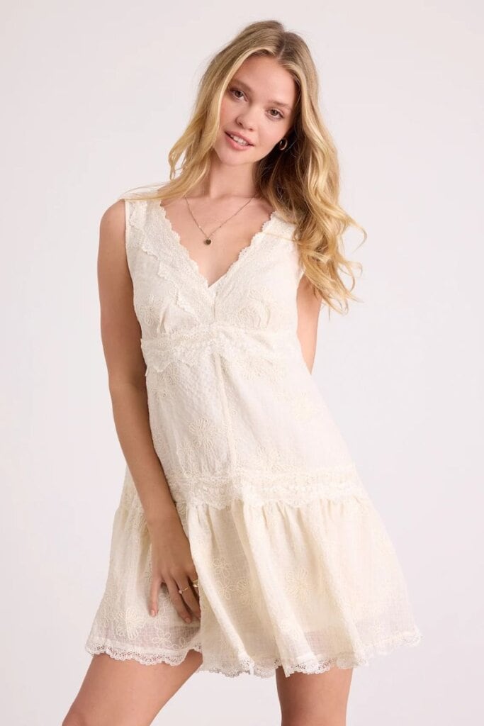 Romy Cream Lace Tiered Shift Mini Dress; Photo Courtesy of Lulus