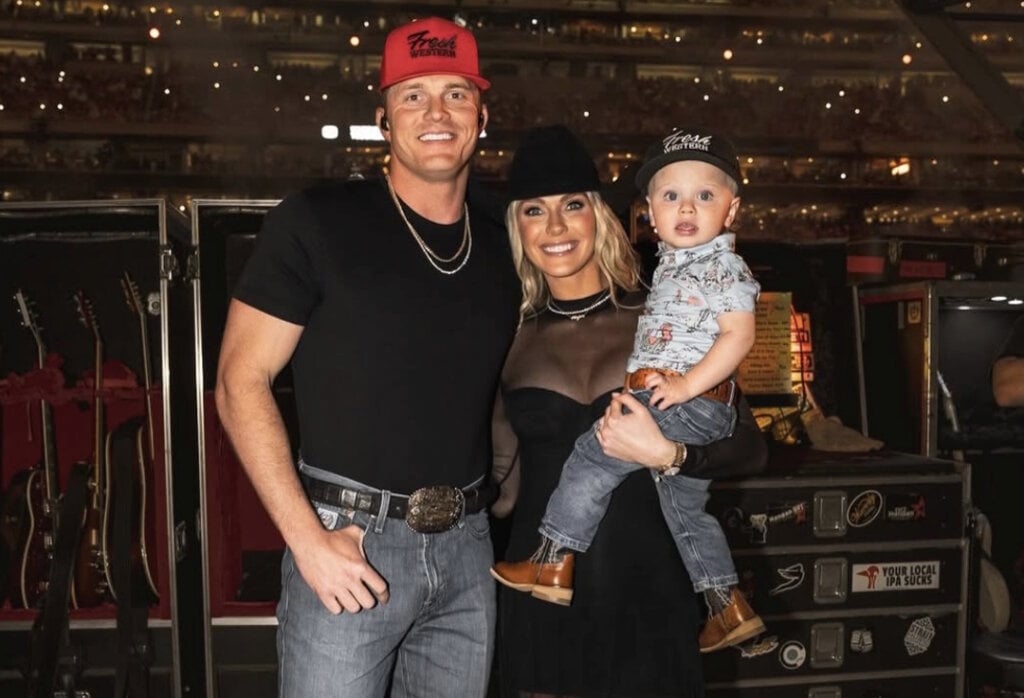 Parker McCollum with Hallie Ray and son Major; Photo via Instagram