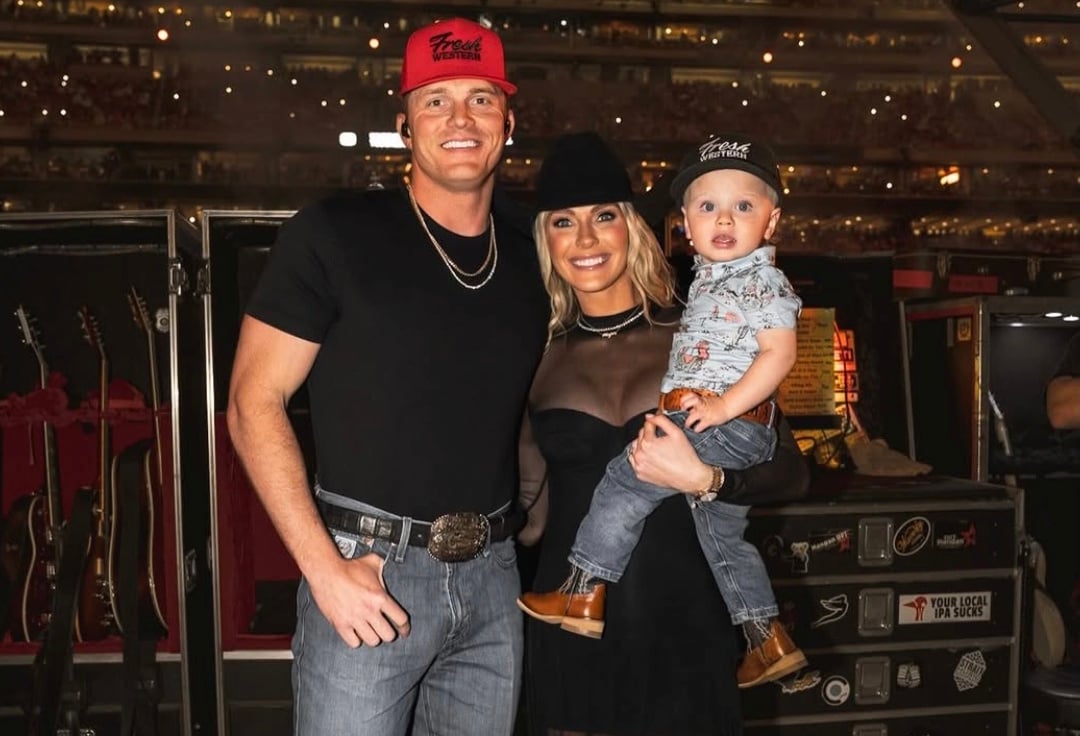 Parker McCollum with Hallie Ray and son Major; Photo via Instagram