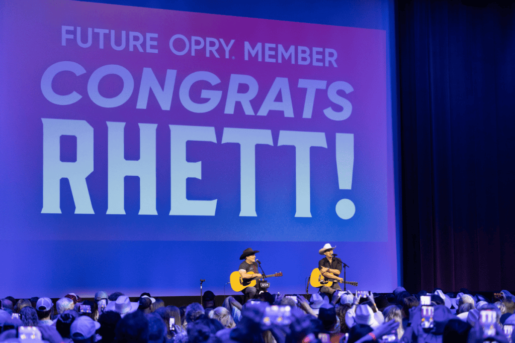 Jon Pardi joined Akins in the post-show fan party in Studio A that turned into a celebration for his Opry invitation. Photos credit: © Grand Ole Opry, photos by Chris Hollo