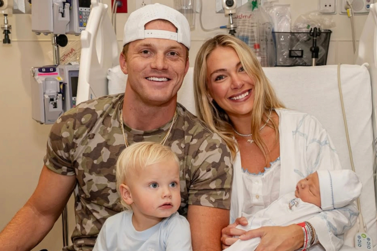 Parker McCollum with wife, Hallie Ray and sons, Rocker Tommy Light McCollum and Major Yancey Tyler McCollum
