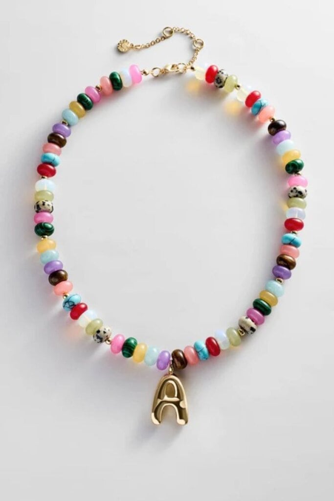 Semi-Precious Bubble Initial Necklace; Bauble Bar