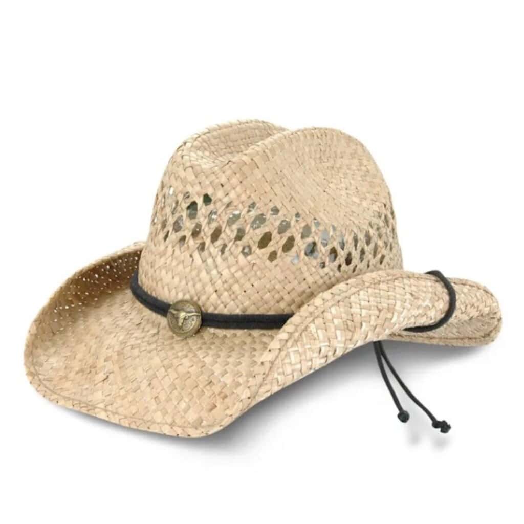 Dorfman Pacific Seagrass Vented with Steerhead Concho Crushable Straw Cowboy Hat; Cavender's