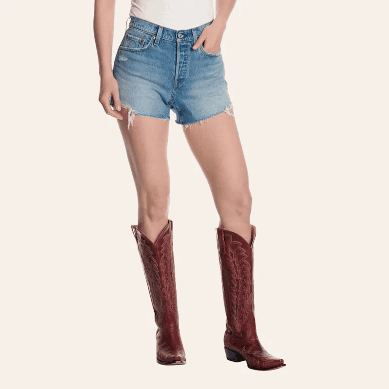 Levi's 501 Women's Curve Medium Wash Frayed Hem Jean Shorts; Cavender's 