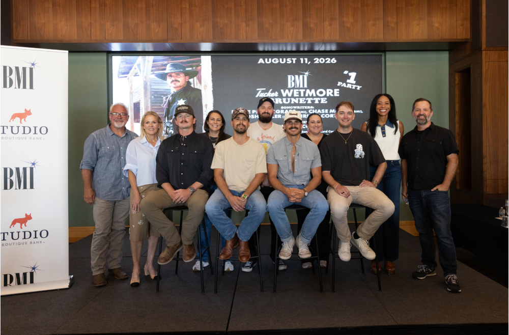 Photo Back Row L-R: MCA’s Damon Moberly, BMI’s Leslie Roberts, UMPG’s Missy Roberts, Hang Your Hat’s Jake Gear, Studio Bank’s Kari Barnhart, Back Blocks Music’s Rakiyah Marshall, Concord’s Matt Turner; Front Row L-R: Chase McGill (BMI), Josh Miller (BMI), Tucker Wetmore (BMI), Blake Pendergrass (BMI);
Photo Credit Katie Mathis for BMI