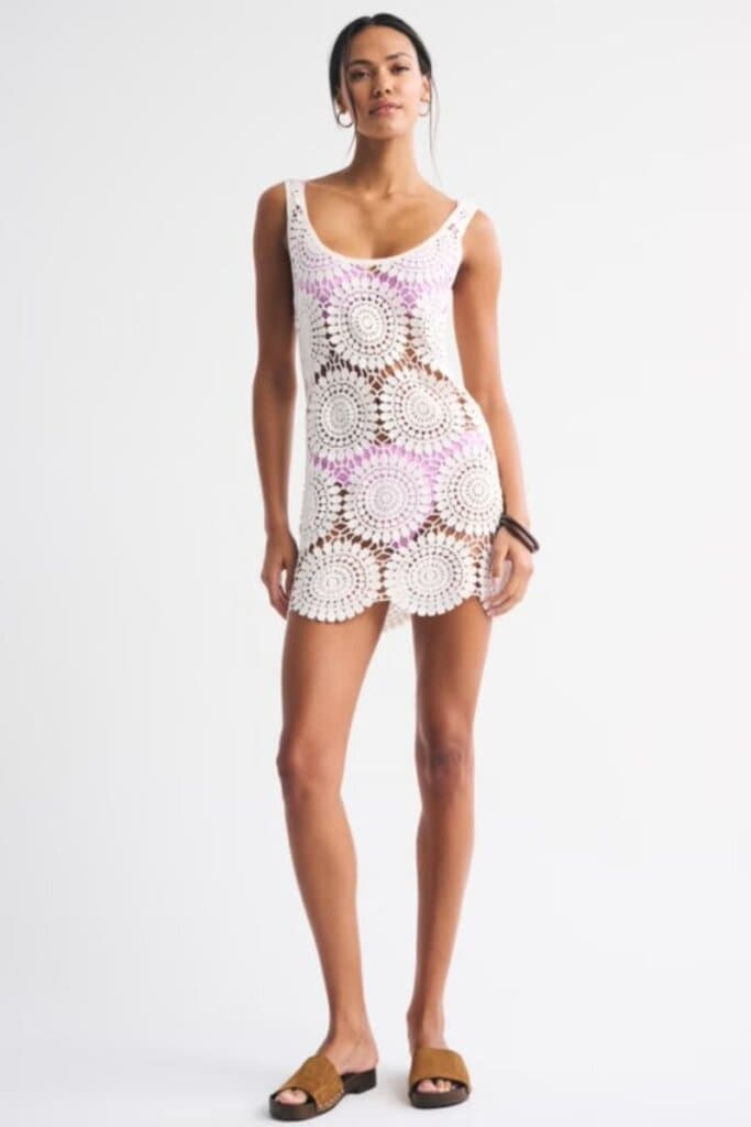 Crochet-Style Scoopneck Mini Dress Coverup; Abercrombie & Fitch