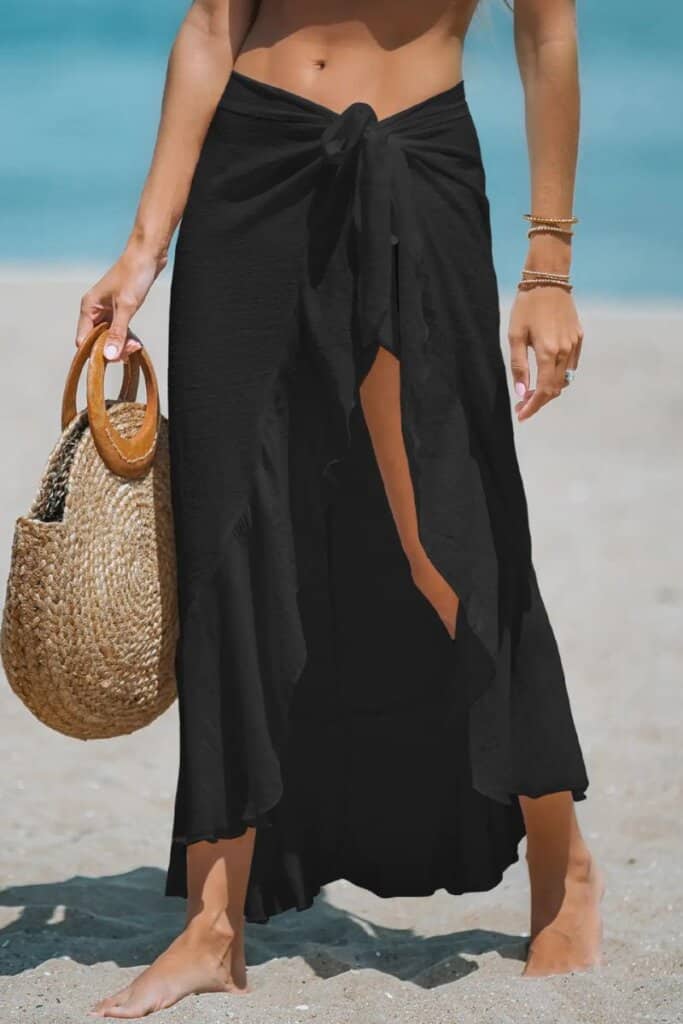 Black Side Tie Midi Sarong; Cupshe