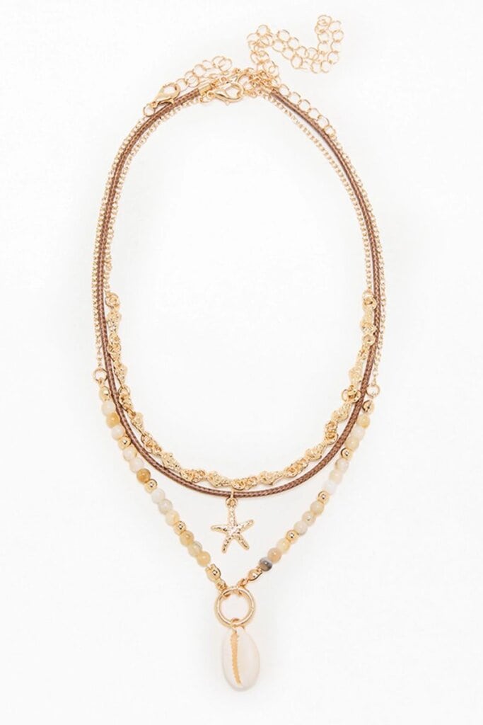 Pacsun Beaded Shell Layered Necklace; Pac Sun