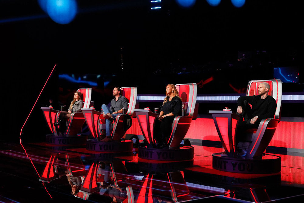 Kelly Clarkson, Riley Green, Queen Latifah, Adam Levine; Photo by: Trae Patton/NBC