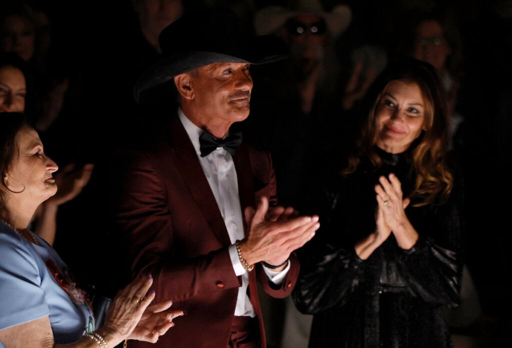 Betty Trimble, Tim McGraw and Faith Hill attend the Country Music Hall of Fame and Museum Class of 2026 Medallion Ceremony at Country Music Hall of Fame and Museum on October 18, 2026 in Nashville, Tennessee; Photo by Jason Kempin/Getty Images for Country Music Hall of Fame and Museum