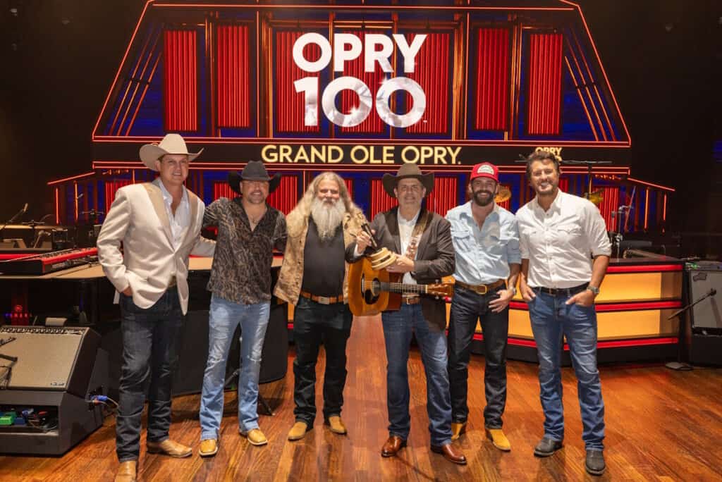 Jon Pardi, Jason Aldean, Jamey Johnson, Rhett Akins, Rhett Akins, Luke Bryan; Photo by Chris Hollo, Courtesy Grand Ole Opry