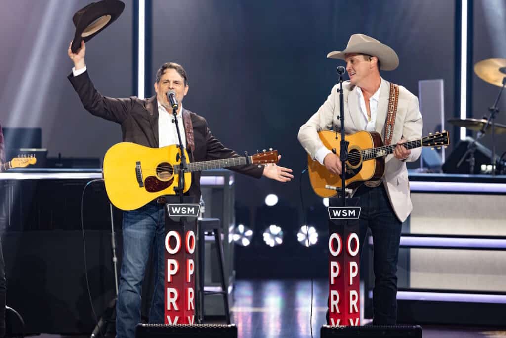 Rhett Akins, Jon Pardi; Photo by Chris Hollo, Courtesy of Grand Ole Opry