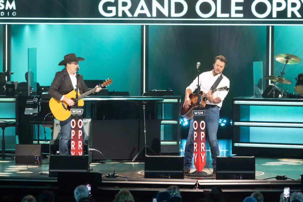 Rhett Akins, Luke Bryan; Photo by Chris Hollo, Courtesy Grand Ole Opry