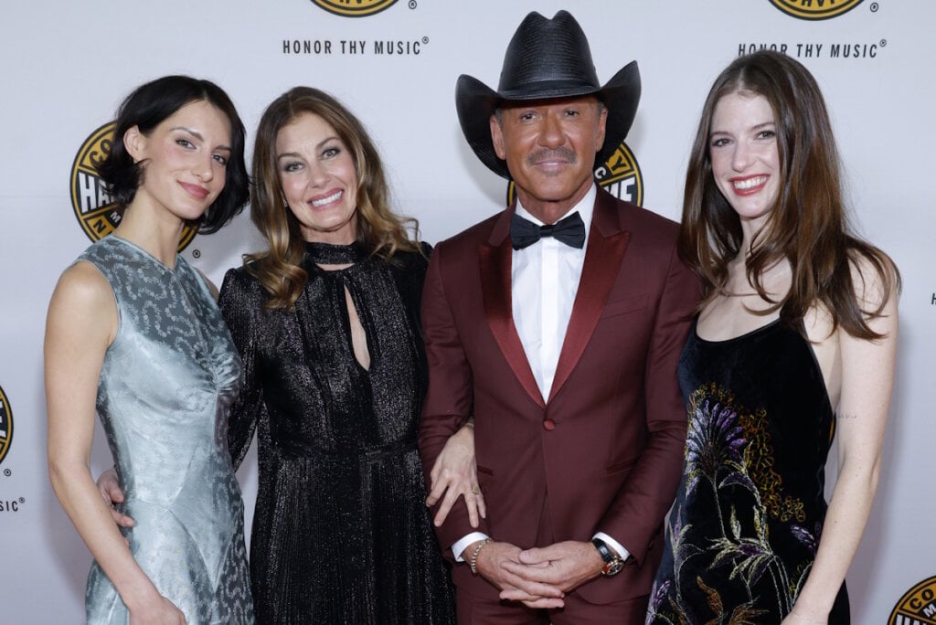 Audrey Caroline McGraw, Faith Hill, Tim McGraw and Maggie Elizabeth McGraw attend the Country Music Hall of Fame and Museum Class of 2026 Medallion Ceremony at Country Music Hall of Fame and Museum on October 18, 2026 in Nashville, Tennessee; Photo by Jason Kempin/Getty Images for Country Music Hall of Fame and Museum