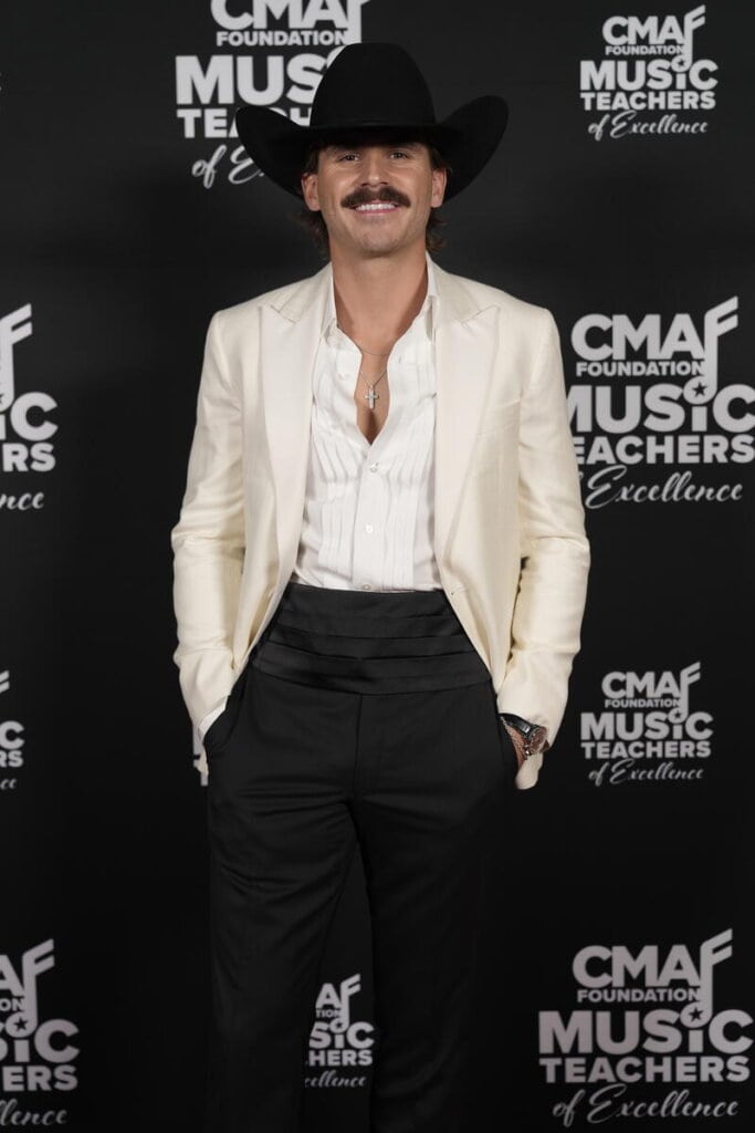 Tucker Wetmore arrives at the red carpet during the 2026 Music Teachers of Excellence ceremony, held at the The Pinnacle in Nashville, TN, on October 7, 2026; Photo Courtesy of CMA